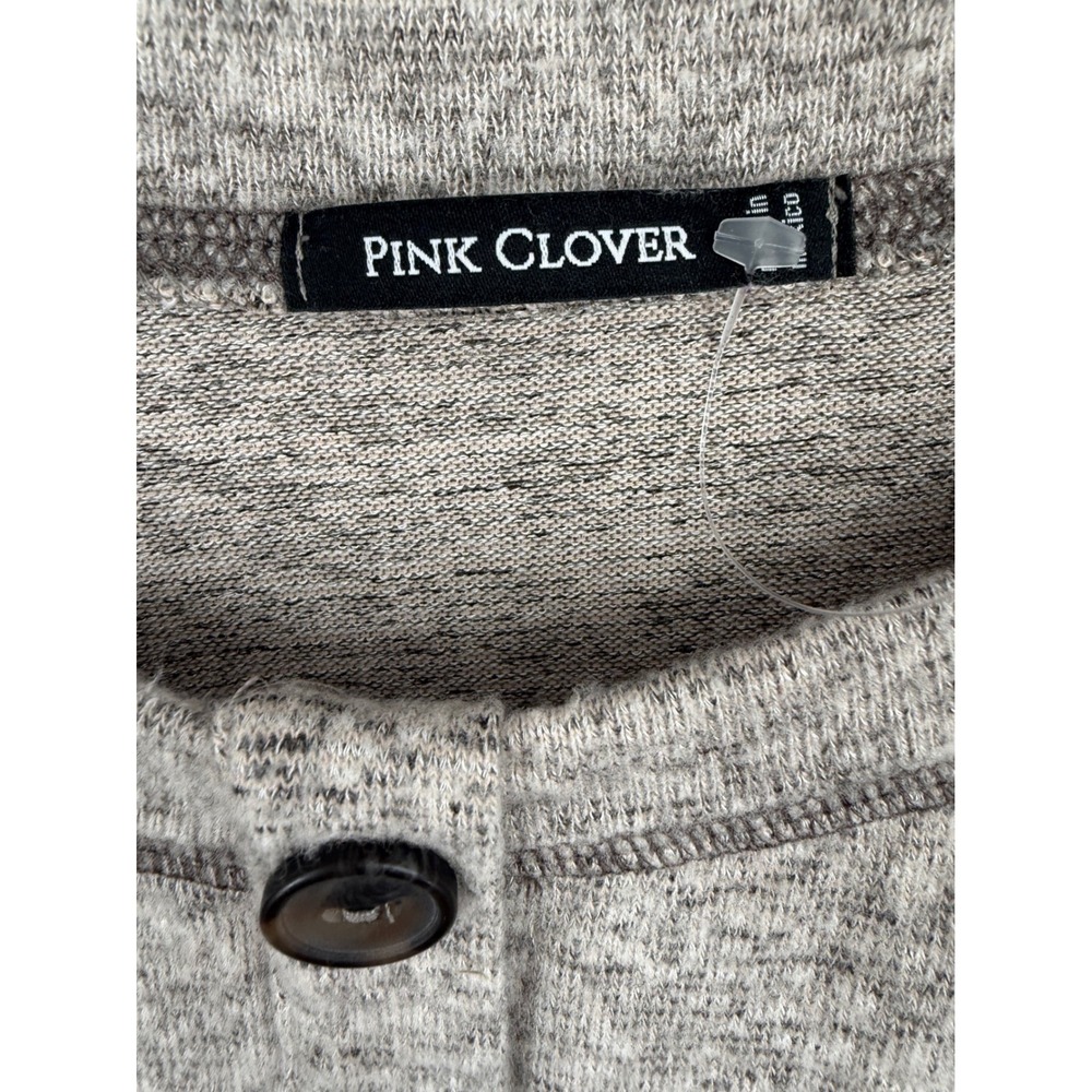 Pink Clover XL Heathered Taupe Brown Henley Top Super Soft Boho Relaxed - Picture 4 of 8